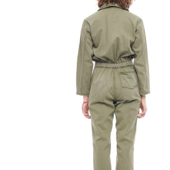 Sandrine Rose x Free People  Natural Khaki Tres Cool Front Zipper Jumpsuit Sz M - Picture 12 of 13